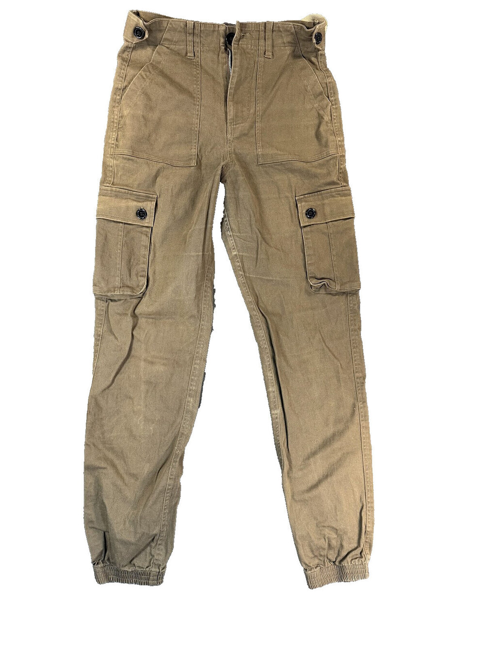 Wondery Made Wild Cargo Jogger Pants Mens S Tall Olive Brown Cotton Twill EUC